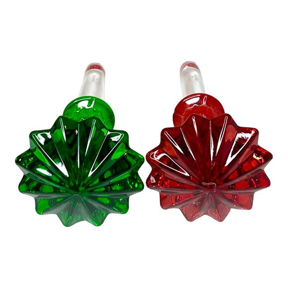 NEW Waterford Marquis Set (2) CRYSTALLINE BOTTLE STOPPERS Red Green 5" Brookside - Picture 8 of 9